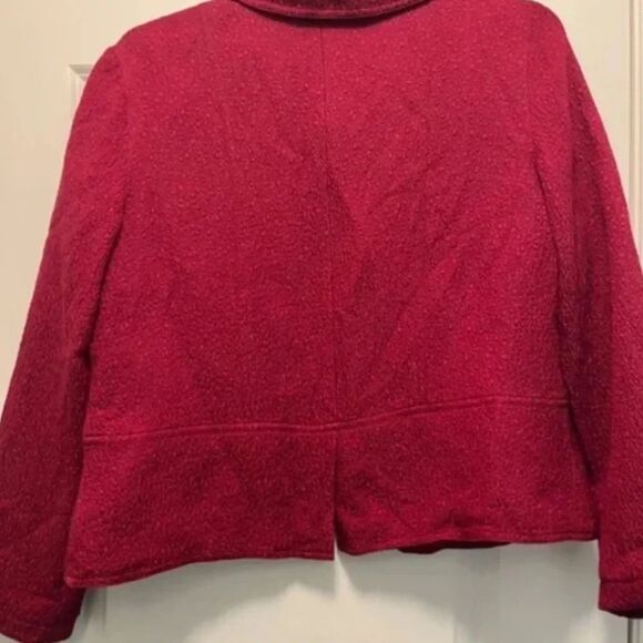 Chico's Dark Red Peplum Style Jacket - Textured Fabric, Size 1 (Small) - EUC - Picture 7 of 14